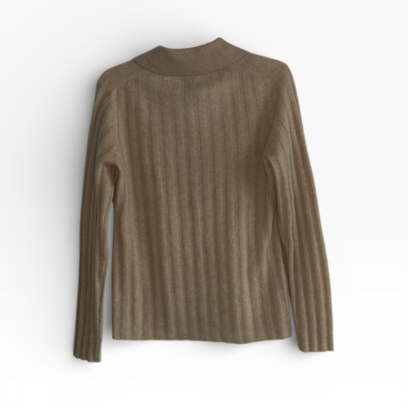 Magaschoni Camel Ribbed Cashmere Cardigan Sweater Size M NWT - Picture 3 of 8